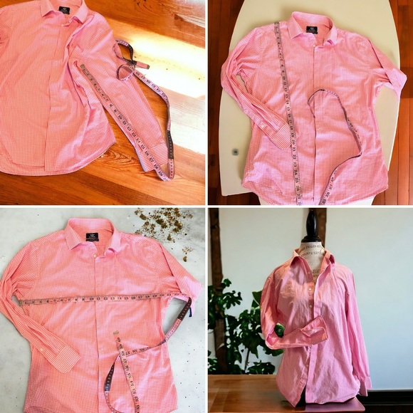 Pink gingham check button up cotton shirt. Gingham is super trendy summer wear - Picture 15 of 15